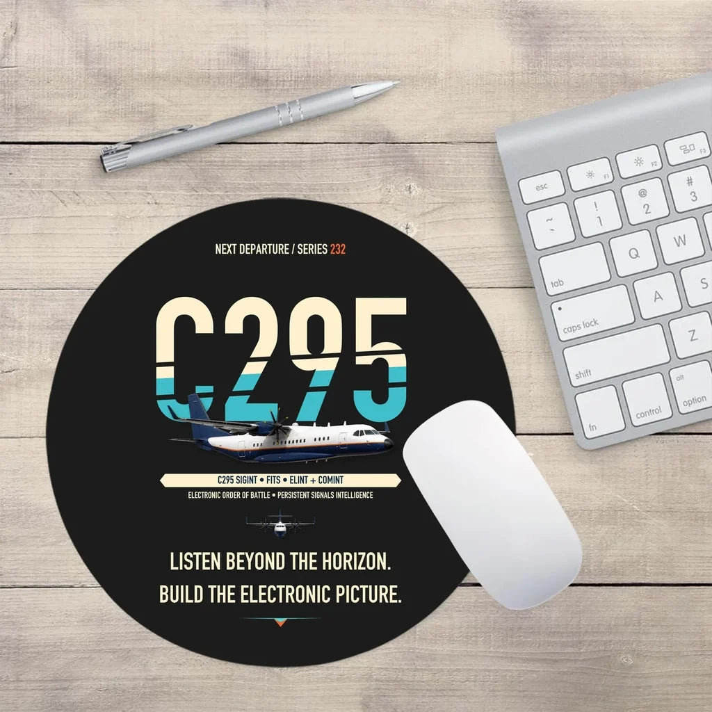 Airbus C295 SIGINT design on black round mouse pad