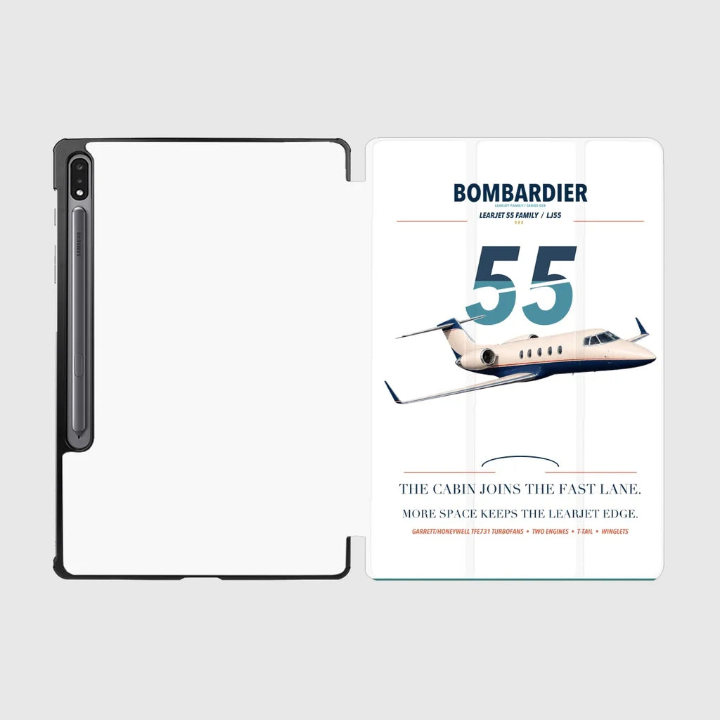 Bombardier Learjet 55 design on white samsung tablet tablet case