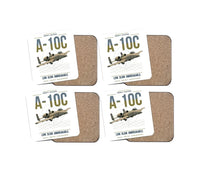 Thumbnail for A-10C Thunderbolt II design on white 4 pieces set coaster