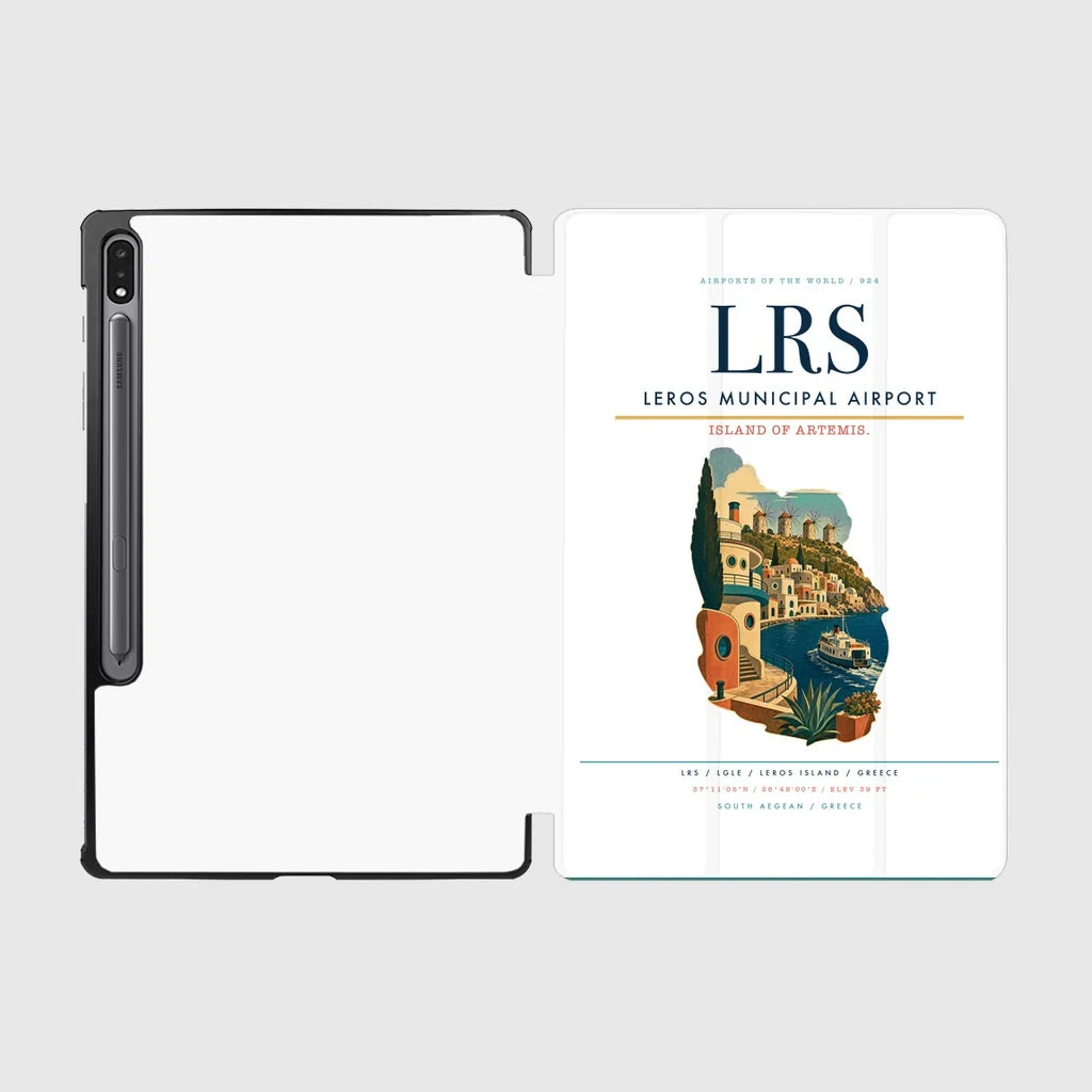 Leros Municipal Airport (LRS) design on white samsung tablet tablet case