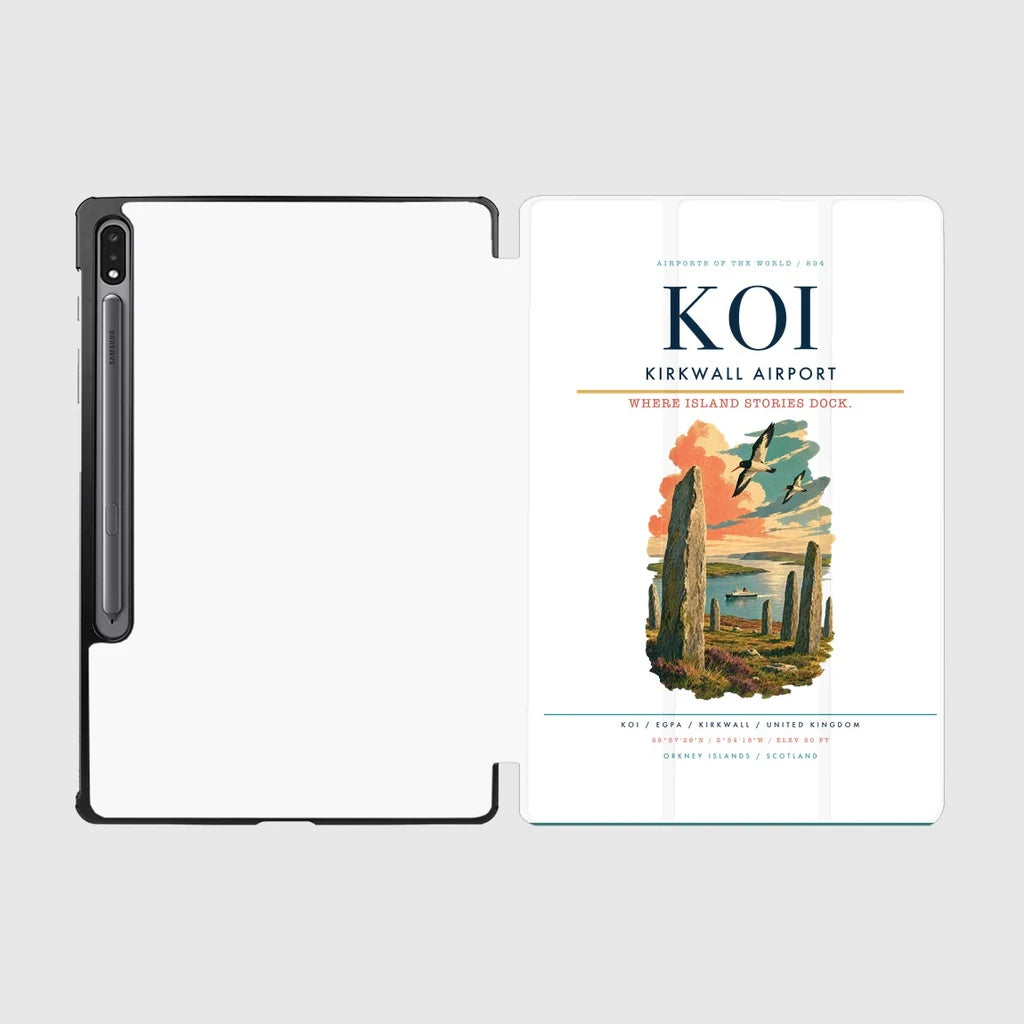 Kirkwall Airport (KOI) design on white samsung tablet tablet case