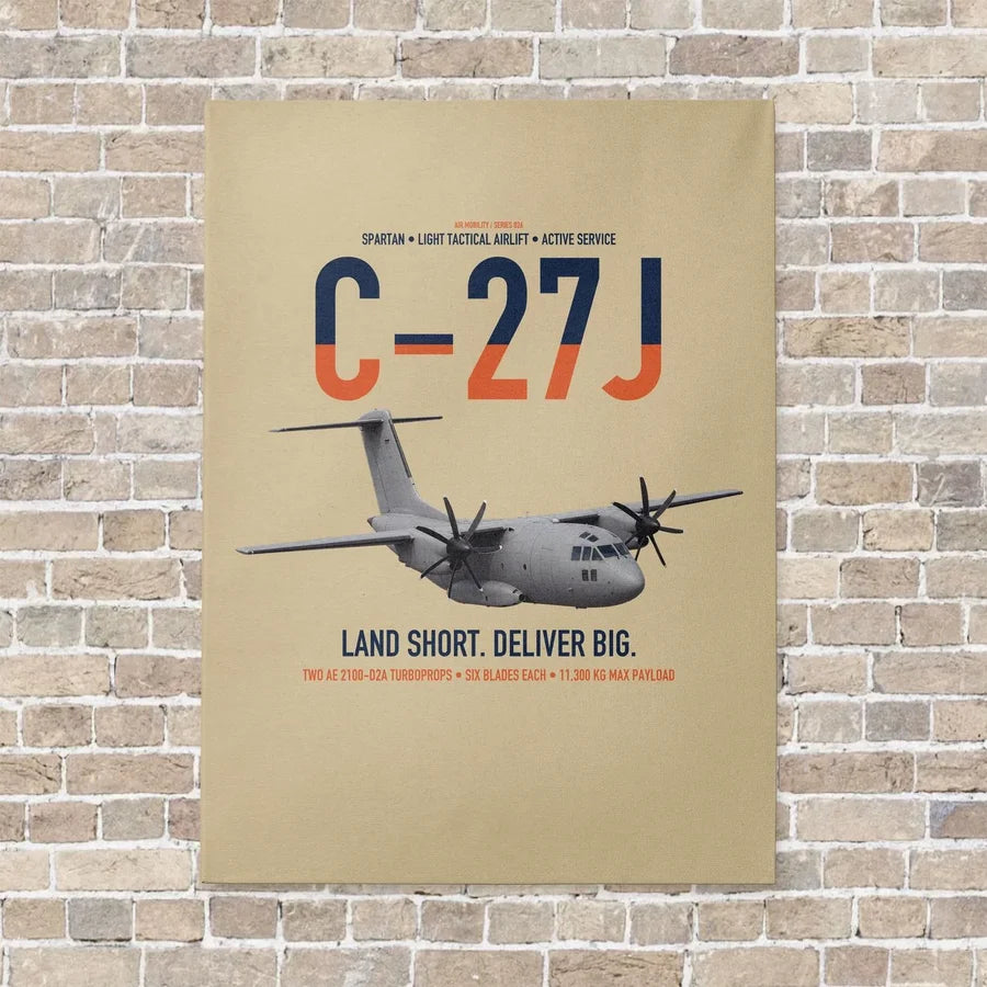 C-27J Spartan vertical canvas print - no frame - beige background