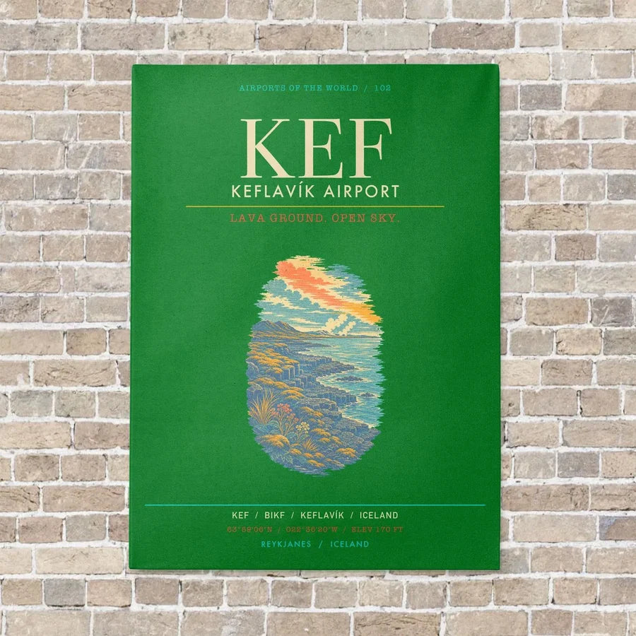 Keflavik Airport KEF - Canvas Framed - Green