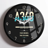 Thumbnail for Airbus A340-500 design on black framed wall clock