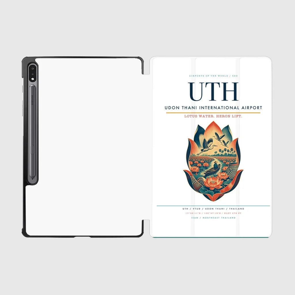 Udon Thani International Airport (UTH) design on white samsung tablet tablet case