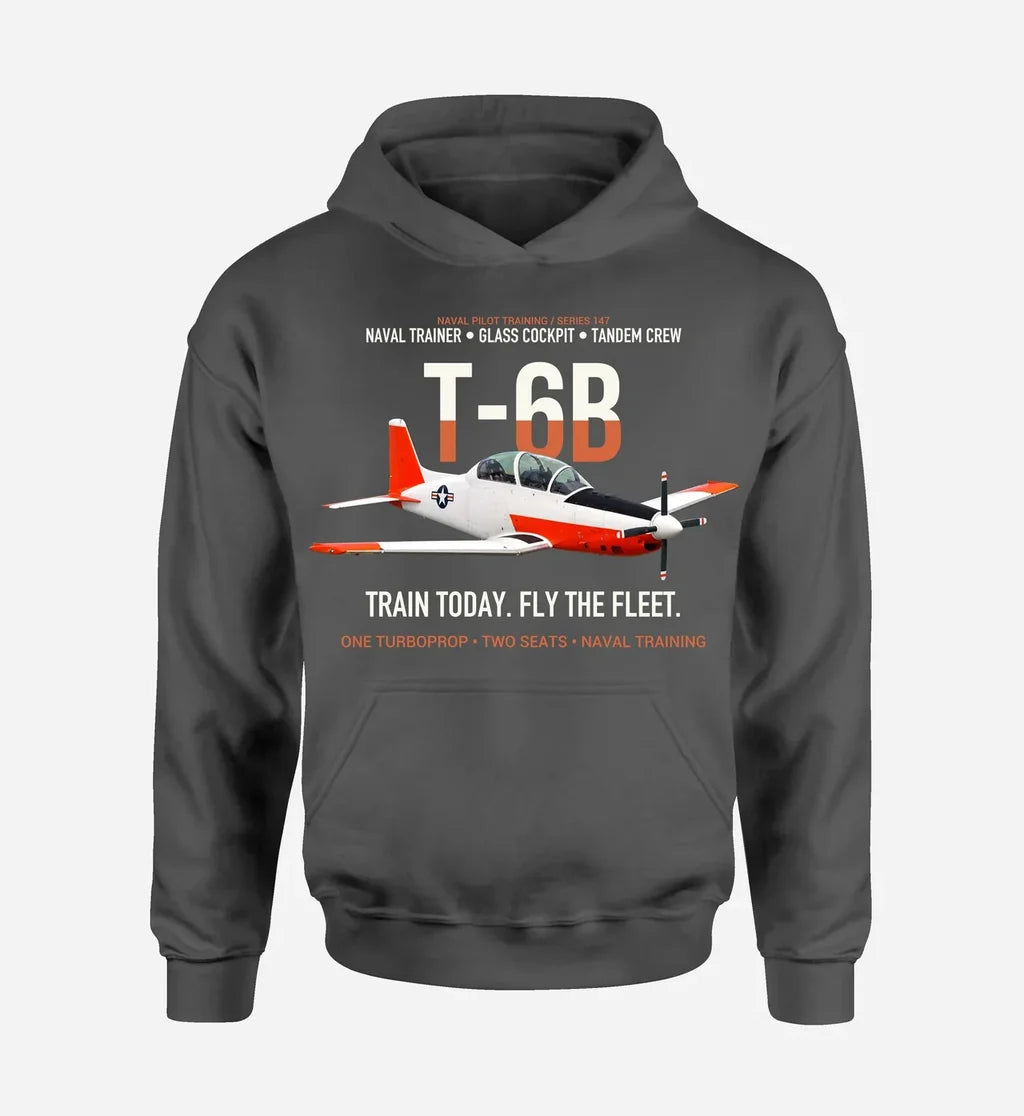 T-6B TEXAN II design on dark gray hoodie single side