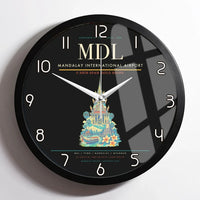 Thumbnail for Mandalay International Airport (MDL) design on black framed wall clock