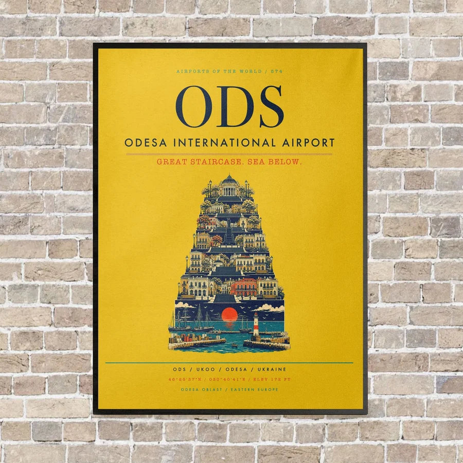 Odesa International Airport ODS - Canvas Framed - Yellow