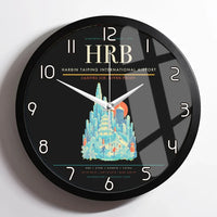 Thumbnail for Harbin Taiping International Airport (HRB) design on black framed wall clock