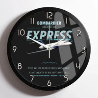 Thumbnail for Bombardier Global Express design on black framed wall clock