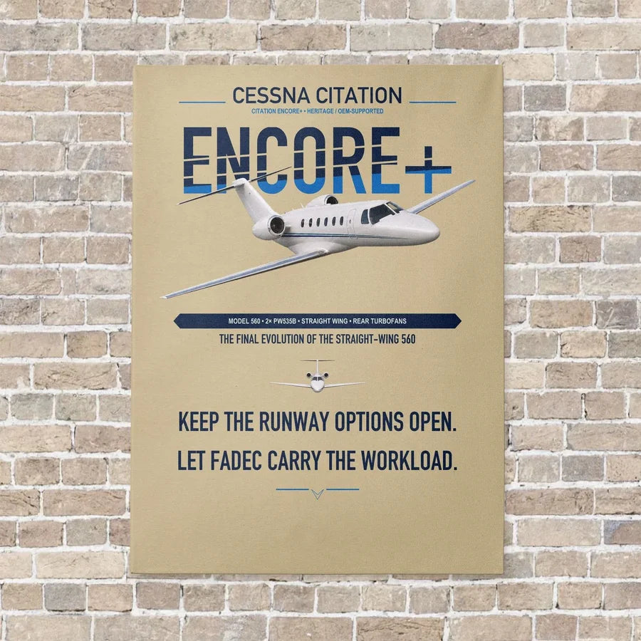 Cessna Citation Encore+ vertical canvas print - no frame - beige background