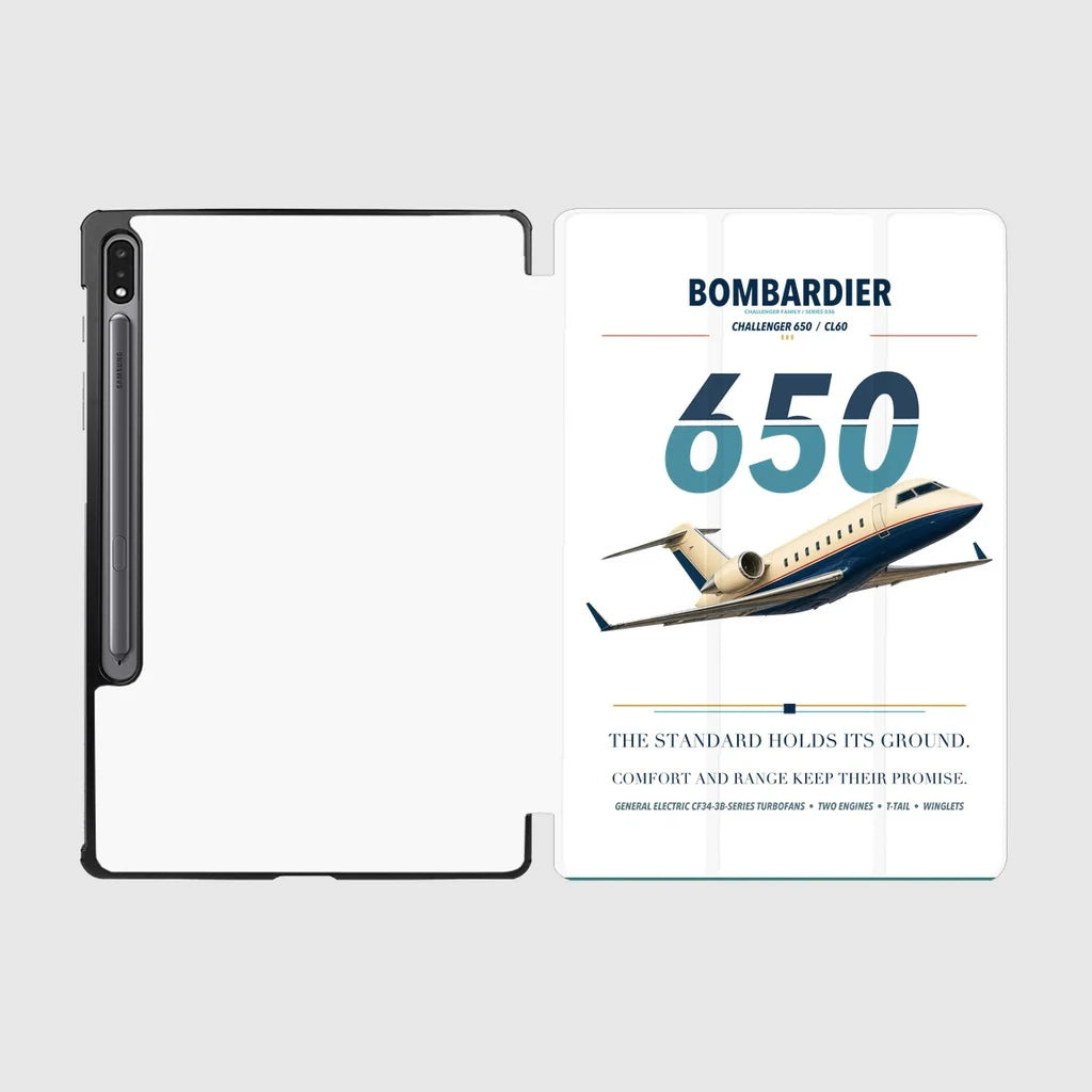 Bombardier Challenger 650 design on white samsung tablet tablet case