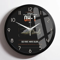 Thumbnail for Kawasaki OH-1 design on black framed wall clock