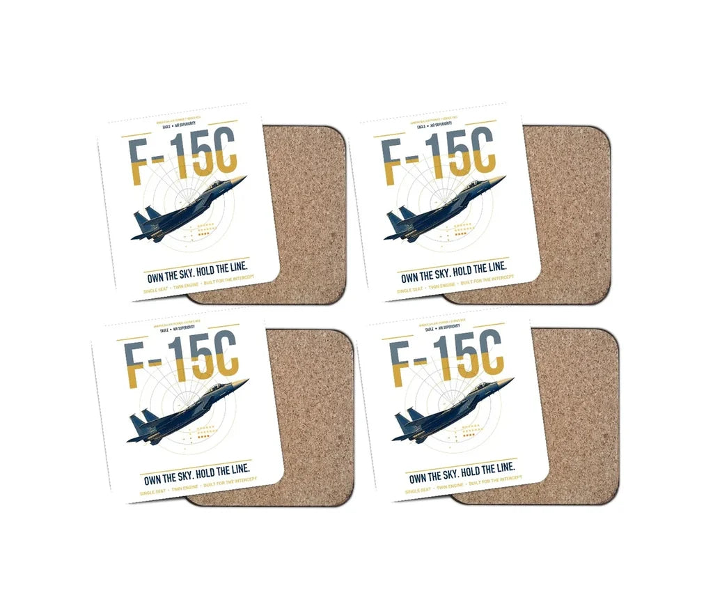 F-15C Eagle design on white 4 pieces set coaster