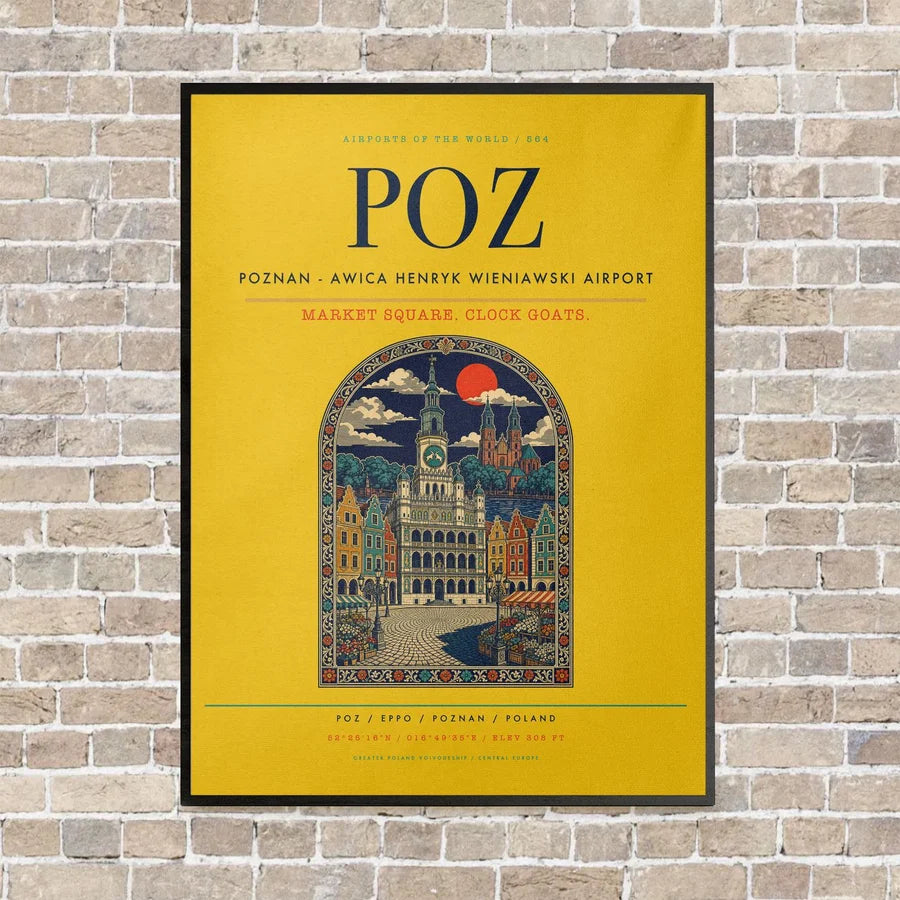 Poznan - awica Henryk Wieniawski Airport POZ - Canvas Framed - Yellow