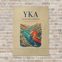 Thumbnail for Kamloops Airport YKA vertical canvas print - no frame - beige background