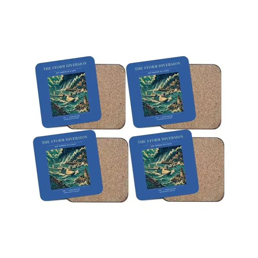 The Storm Diversion - Designed Coasters design on blue 4-pieces-set