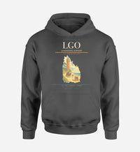 Thumbnail for Langeoog Airport (LGO) design on dark gray hoodie single-side print