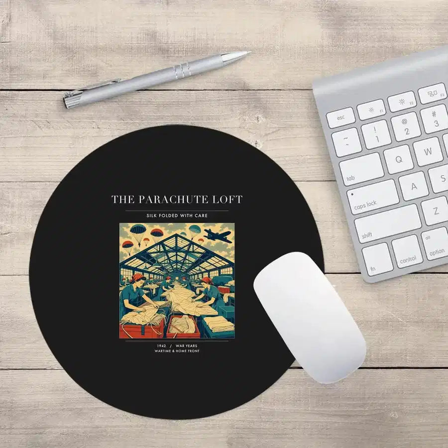 VINTAGE G4508 - The Parachute Loft - Designed Mouse Pads design on black round