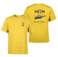 Thumbnail for Leonardo AW149 design on yellow t-shirt, double-side print