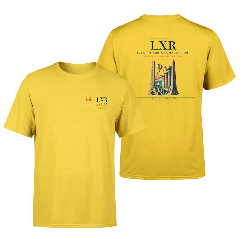Luxor International Airport (LXR) design printed on yellow double-side t-shirt