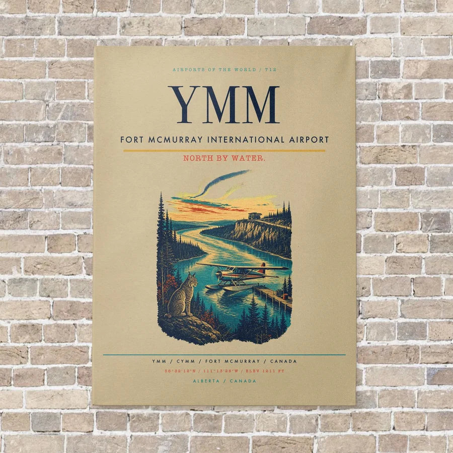 Fort McMurray International Airport YMM vertical canvas print - no frame - beige background