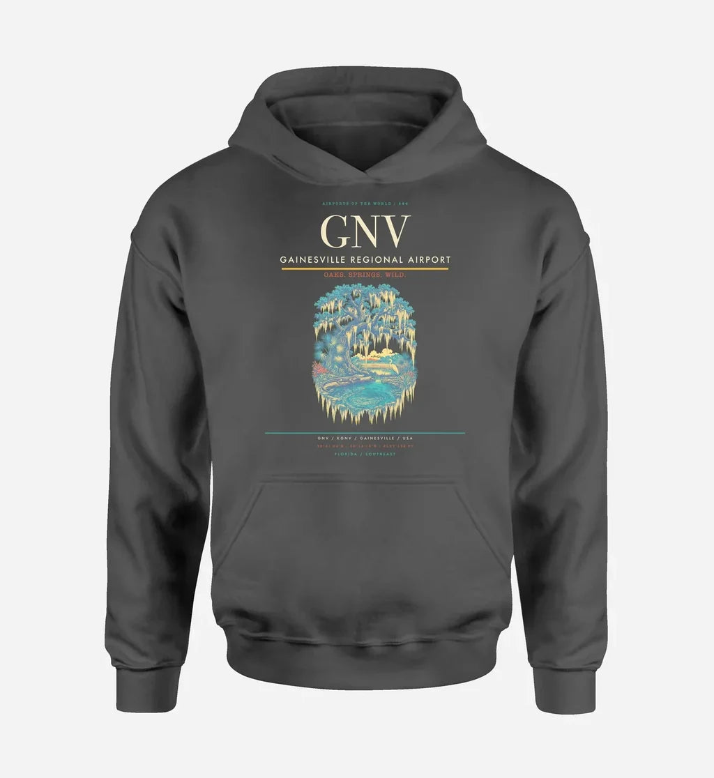 Gainesville Regional Airport (GNV) design on dark gray hoodie single-side print