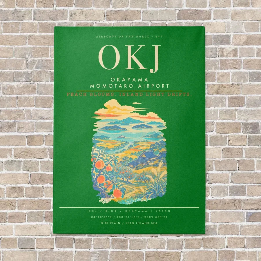 Okayama Momotaro Airport OKJ - Canvas Framed - Green
