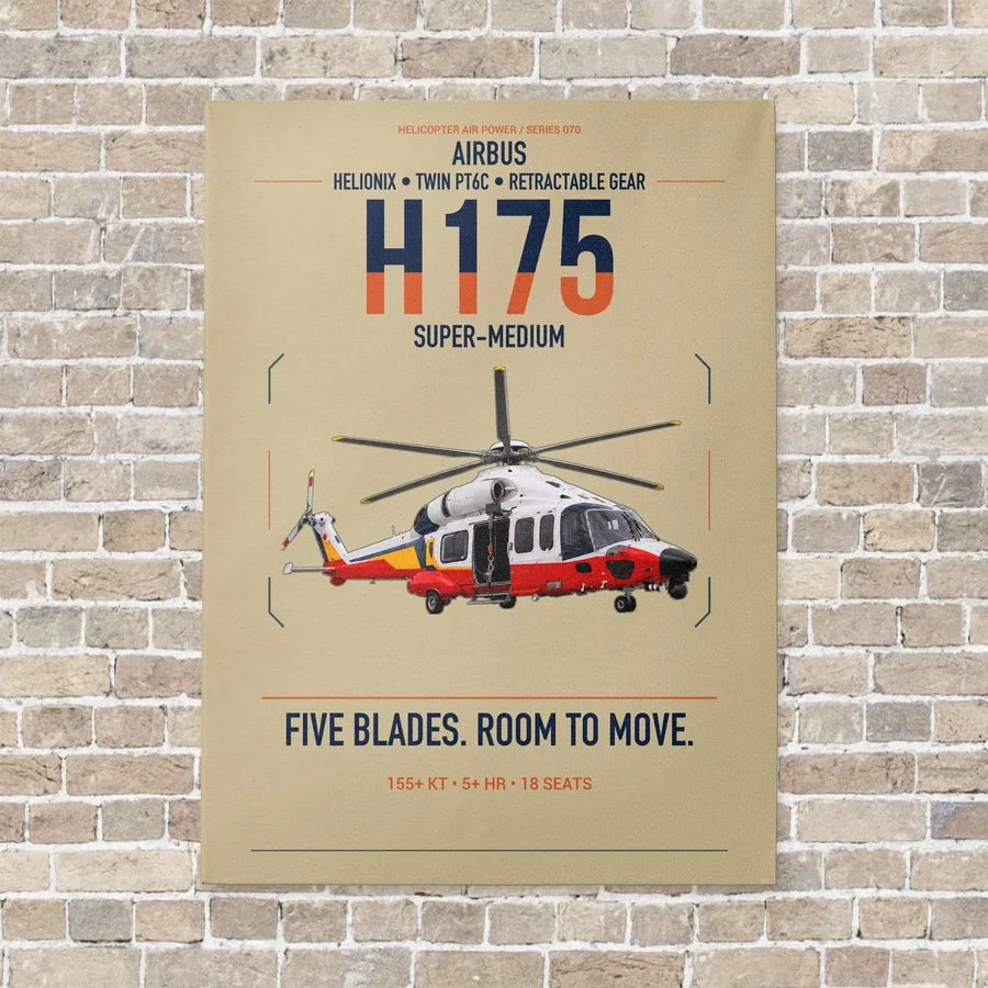 Airbus H175 vertical canvas print - no frame - beige background