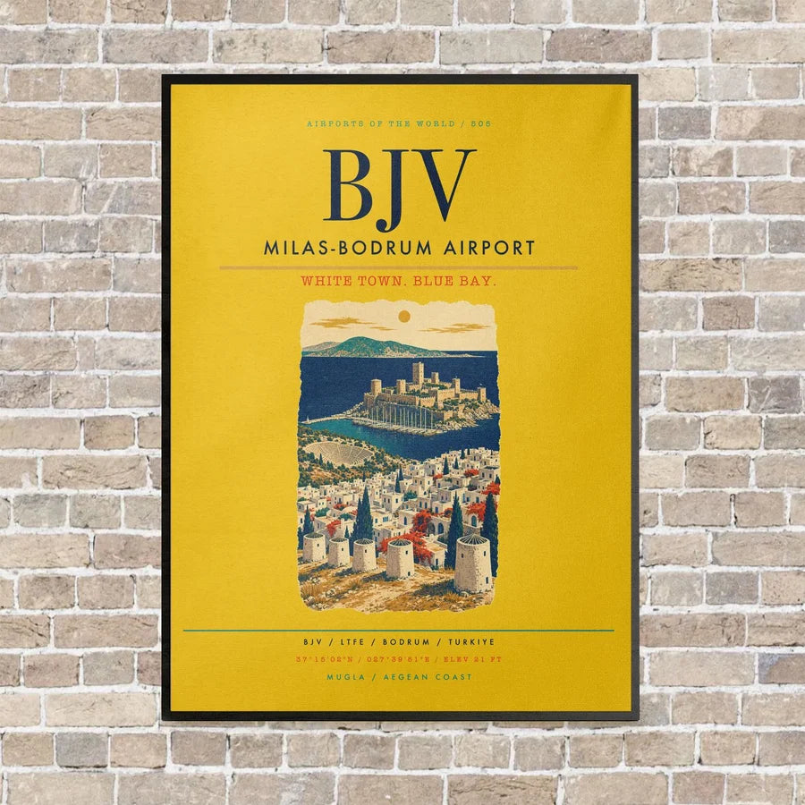 Milas-Bodrum Airport BJV - Canvas Framed - Yellow