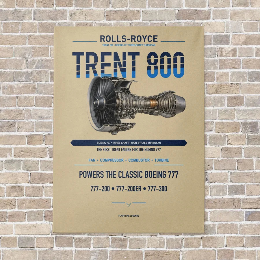 TRENT 800 vertical canvas print - no frame - beige background