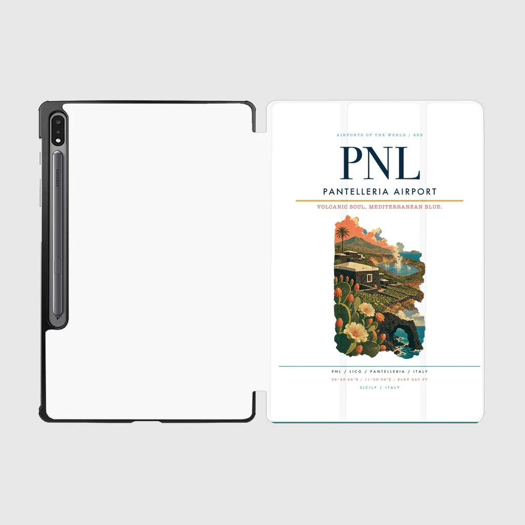 Pantelleria Airport (PNL) design on white samsung tablet tablet case