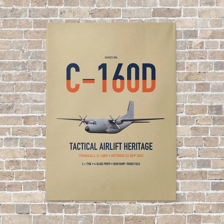 Transall C-160D vertical canvas print - no frame - beige background