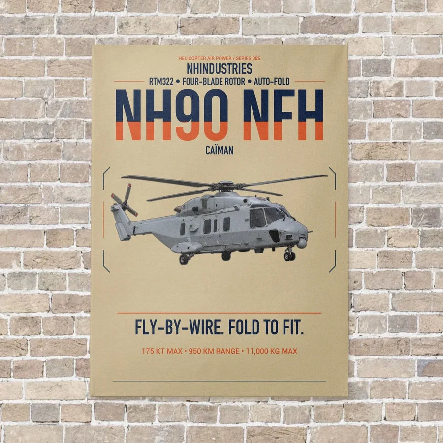 NHIndustries NH90 NFH Caïman vertical canvas print - no frame - beige background