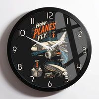 Thumbnail for How Planes Fly V2 design on black framed wall clock