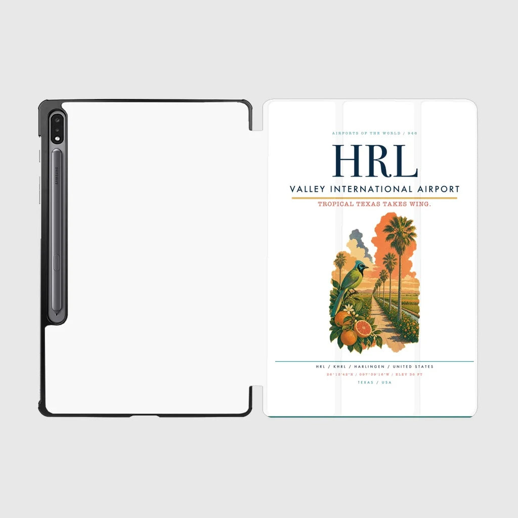 Valley International Airport (HRL) design on white samsung tablet tablet case