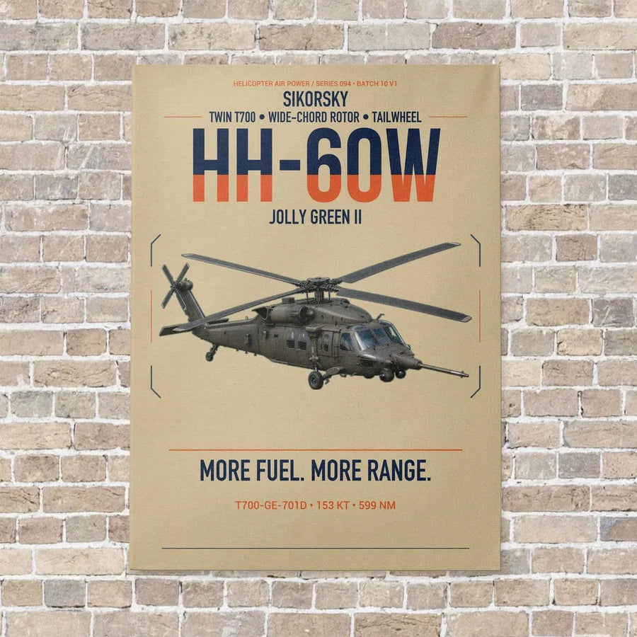 Sikorsky HH-60W Jolly Green II vertical canvas print - no frame - beige background