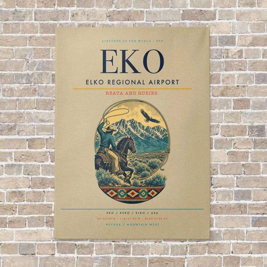Elko Regional Airport EKO vertical canvas print - no frame - beige background