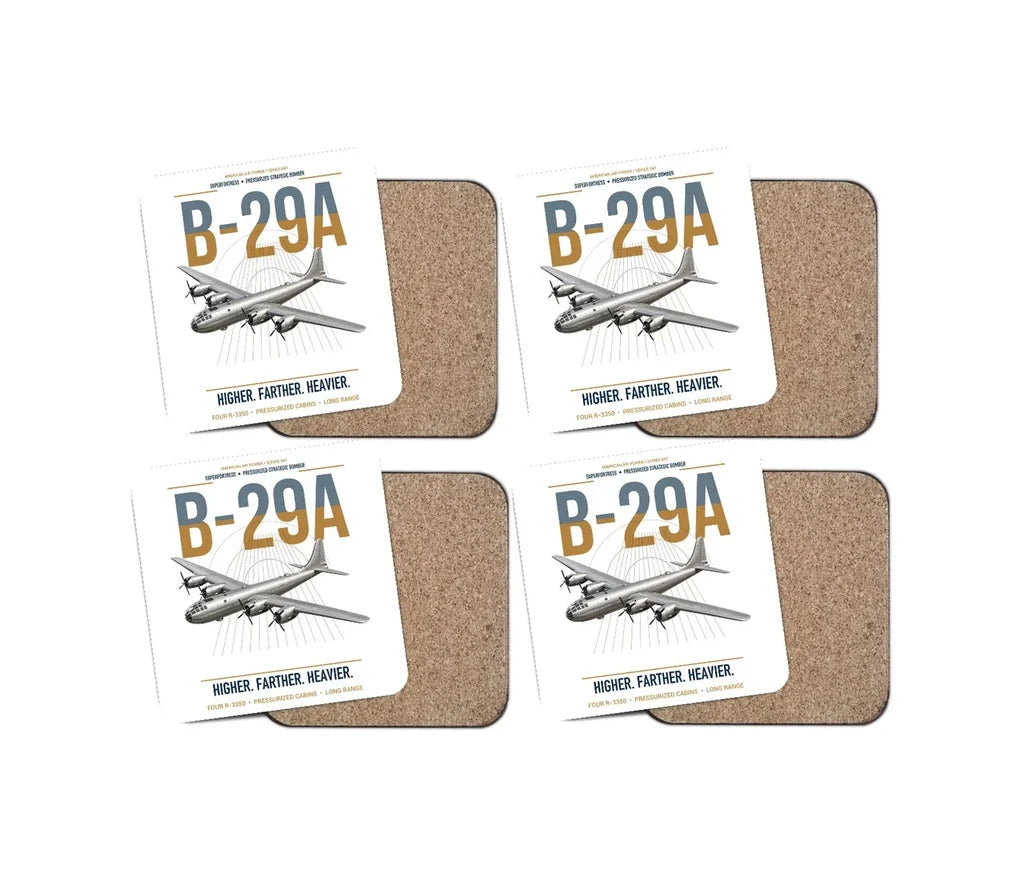 B-29A Superfortress design on white 4 pieces set coaster