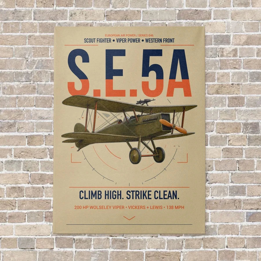 Royal Aircraft Factory S.E.5a vertical canvas print - no frame - beige background