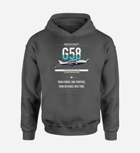 Thumbnail for Beechcraft Baron G58 design on dark gray double-side hoodie, single-side print