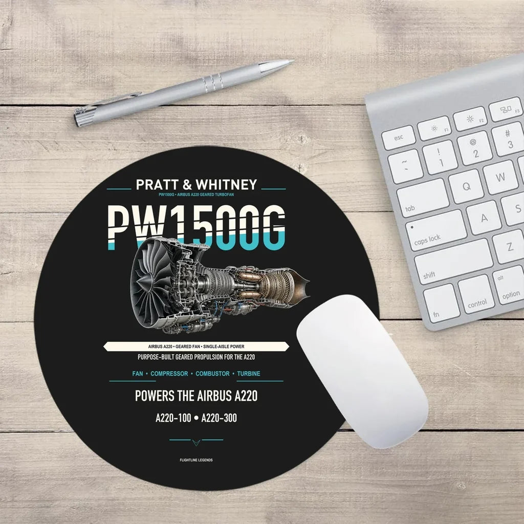 PW1500G design on black round mouse pad