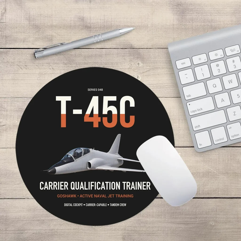 T-45C Goshawk design on black round mouse pad