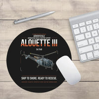 Thumbnail for Aérospatiale SA 316B Alouette III design on black round mouse pad