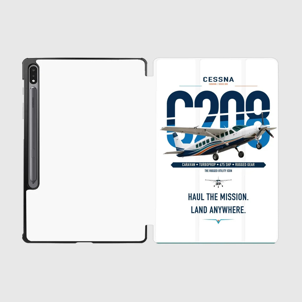 Cessna 208 Caravan design on white samsung tablet tablet case