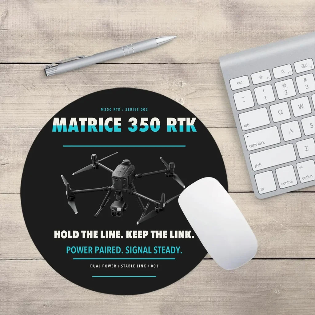 DJI Matrice 350 RTK design on black round mouse pad