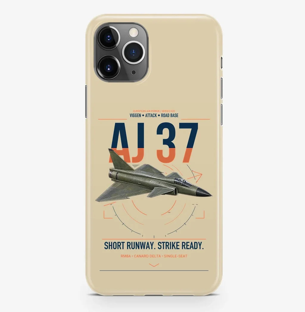 Saab AJ 37 Viggen design on beige magsafe iphone case, for iPhone Pro Max