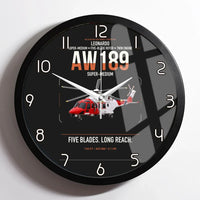 Thumbnail for Leonardo AW189 design on black framed wall clock