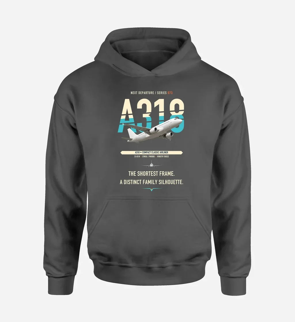 Airbus A318 design on dark gray hoodie single side