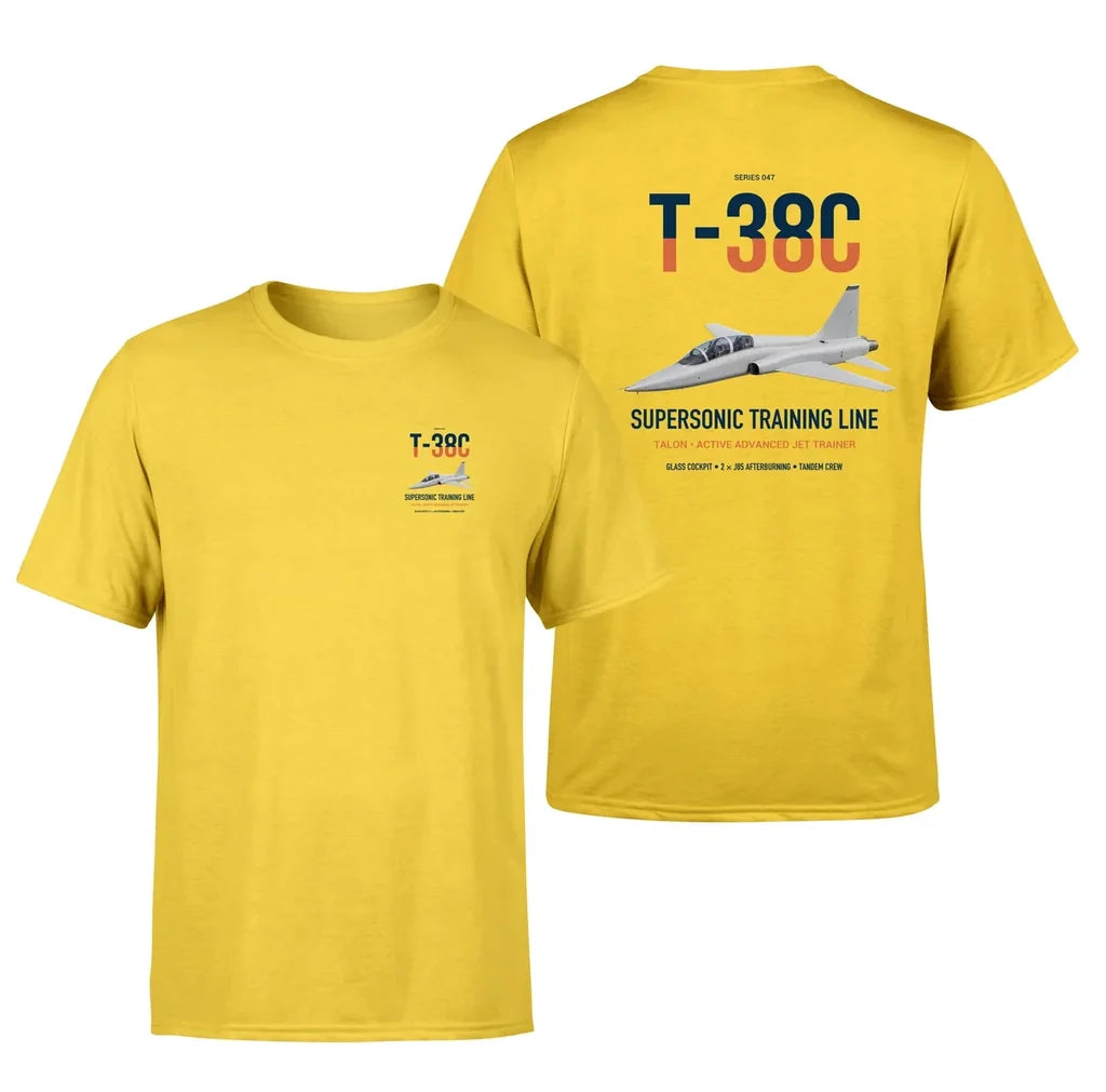 T-38C Talon design on yellow double-side t-shirt, double-side print